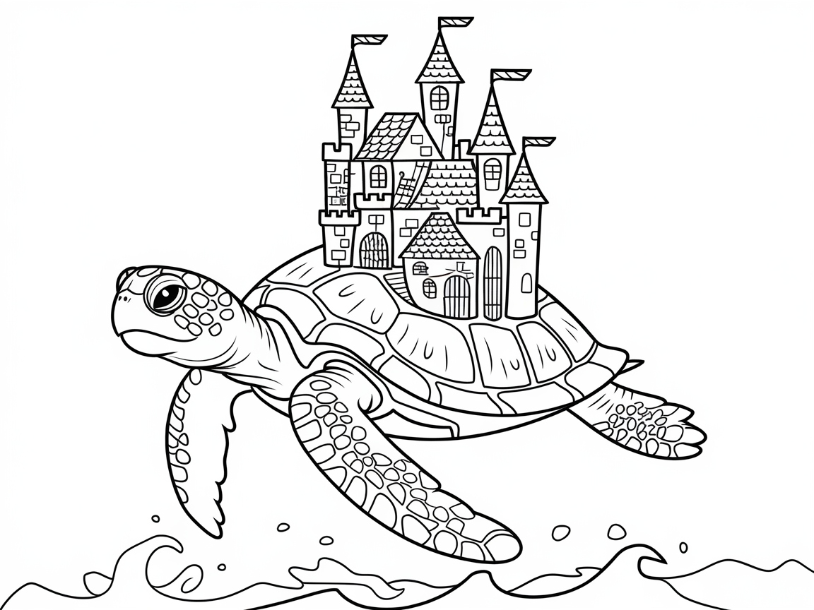 Magical Castle Journey on a Sea Turtle