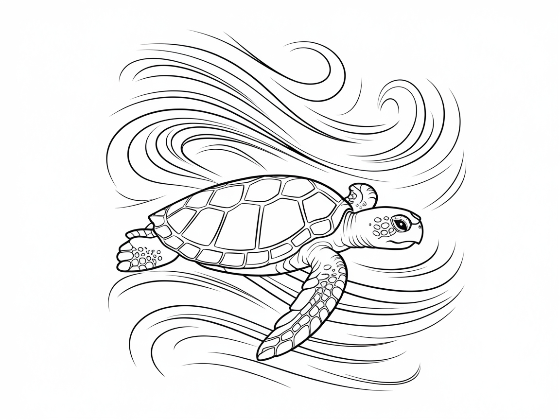 Graceful Sea Turtle Gliding Through Ocean Waves
