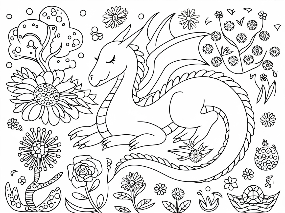 Blossoming Beauty: Dragon Amongst the Flowers
