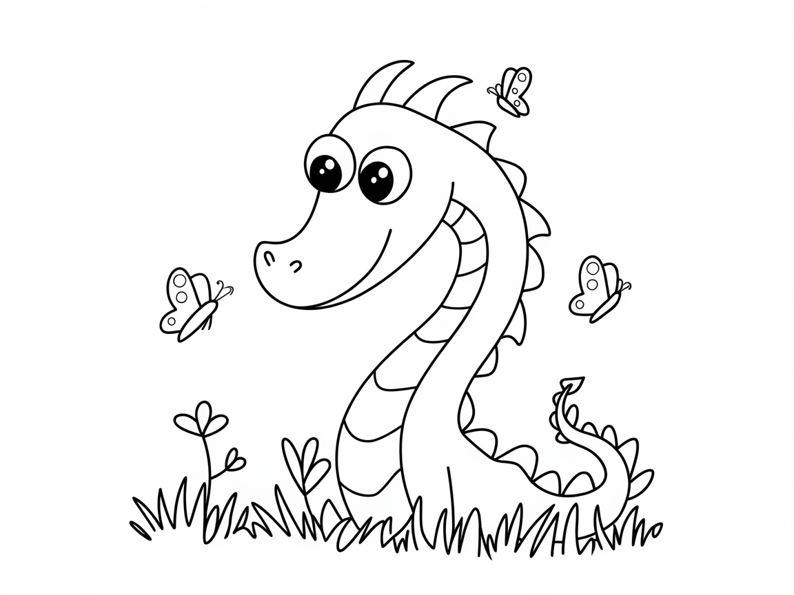Whimsical Dragon in a Garden Delight