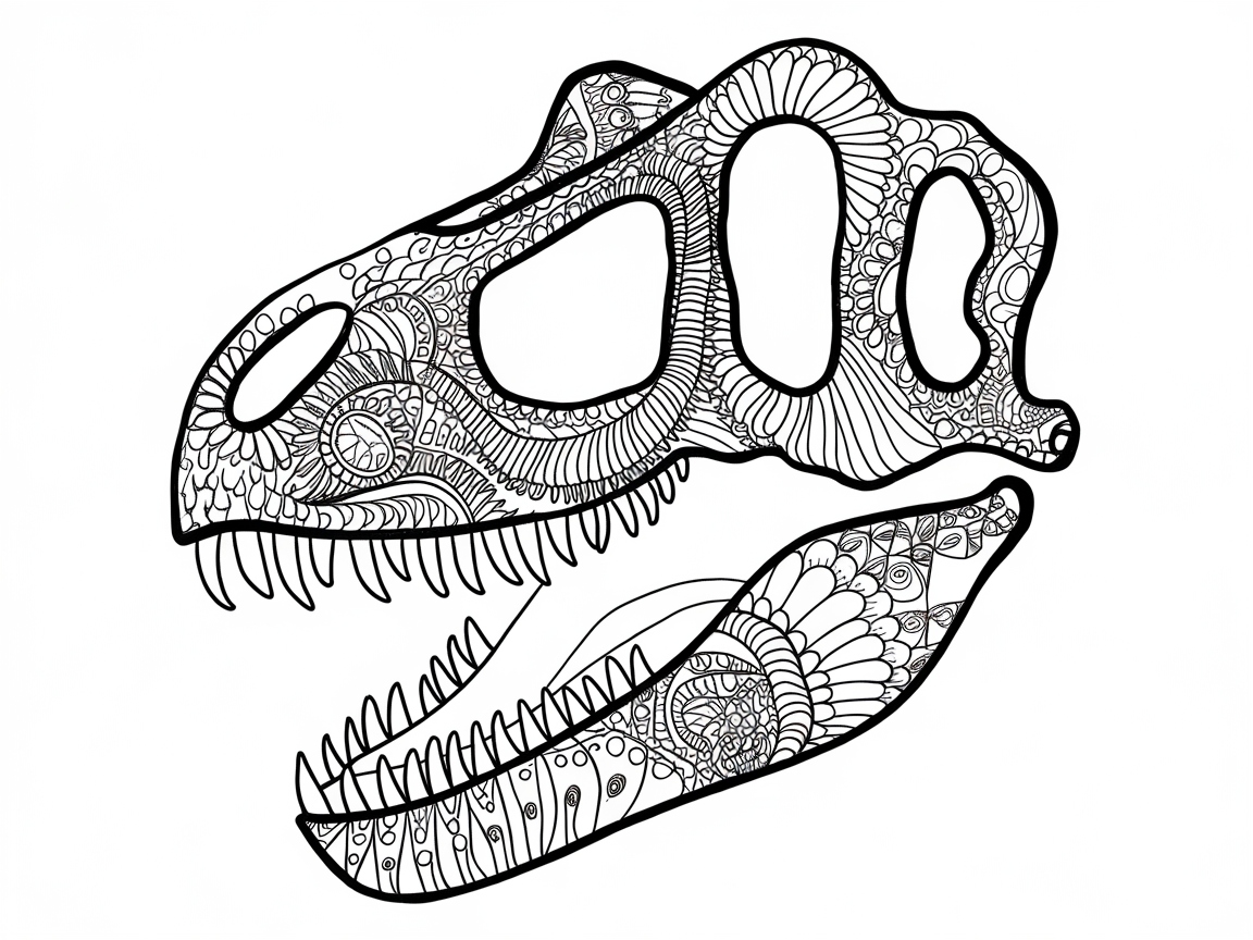 Intricate T-Rex Skull With Ornate Patterns