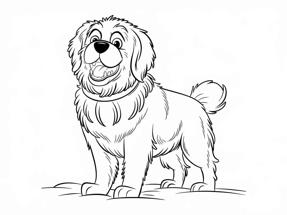Fluffy Canine Ready for Coloring Adventure