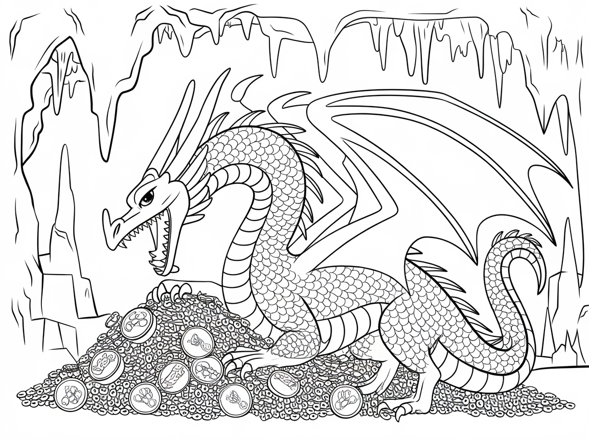 Treasure-Hoarding Dragon in Cavern