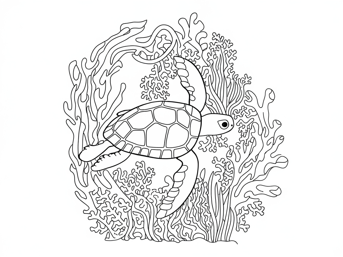 Dive Into the Depths with This Sea Turtle and Coral Scene
