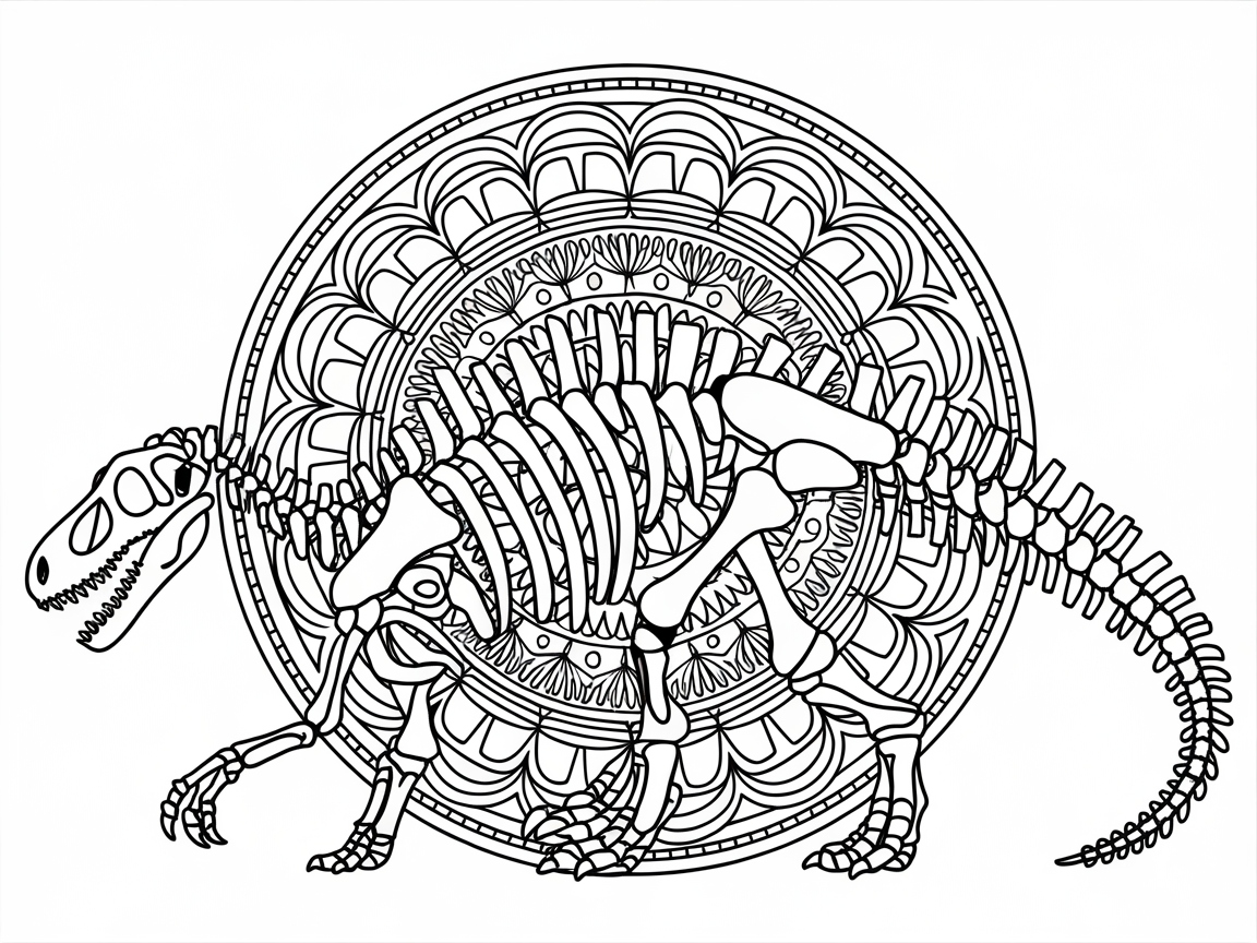 Unearth the Mandala Dinosaur Skeleton