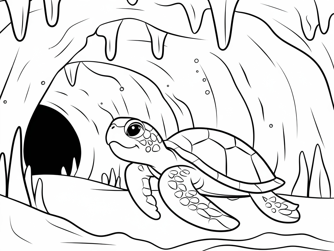 Explore the Cavernous Adventure of a Curious Sea Turtle