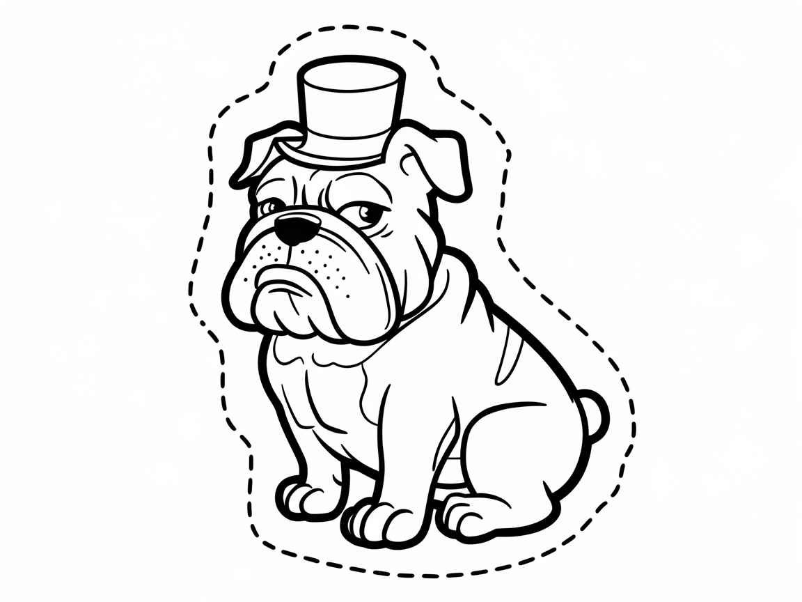 Color a Classy Bulldog in a Top Hat