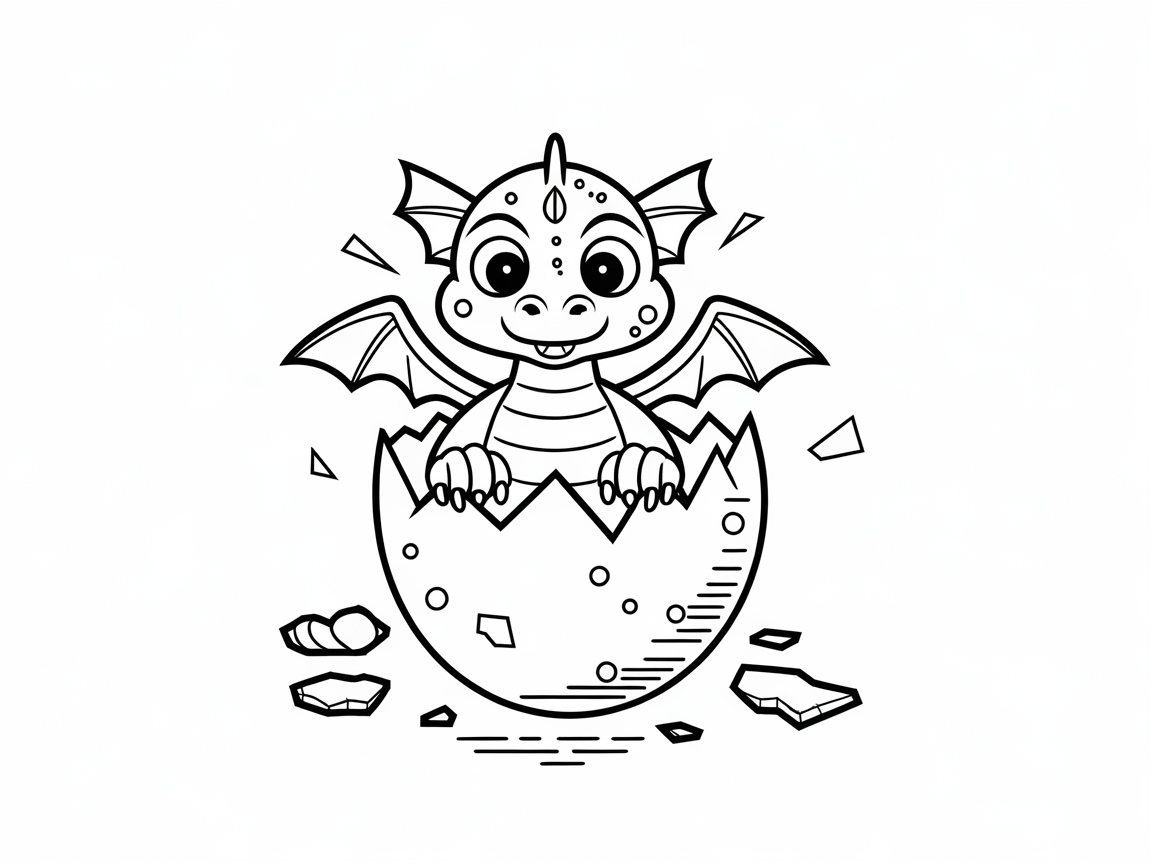 Adorable Dragon Hatchling Emerging From Its Egg