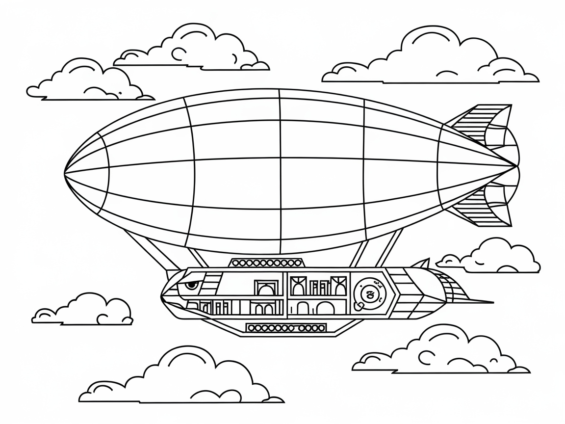 Intricate Airship Soaring Through the Skies