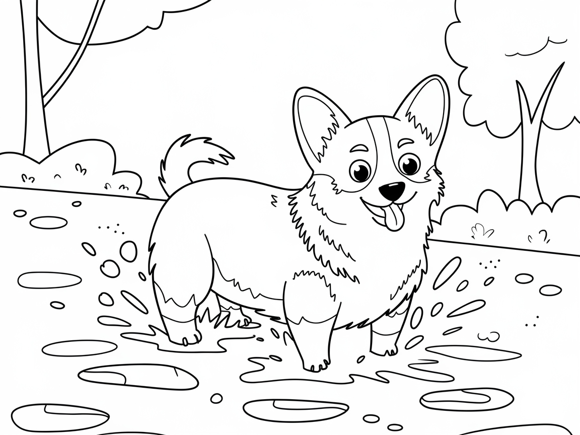 Splashing Fun with a Happy Corgi