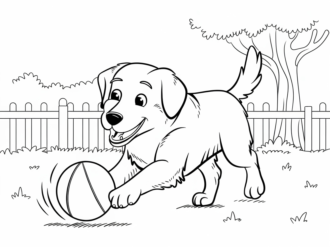 Playtime Fun with a Joyful Puppy and Ball