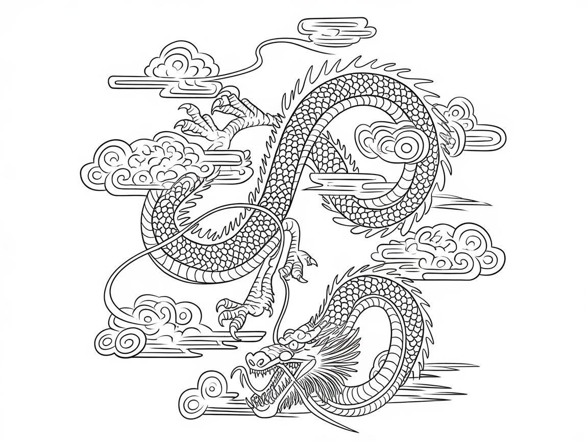 Graceful Dragon Amongst Whimsical Clouds