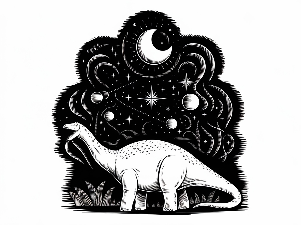 Celestial Brontosaurus: A Starry Night Adventure