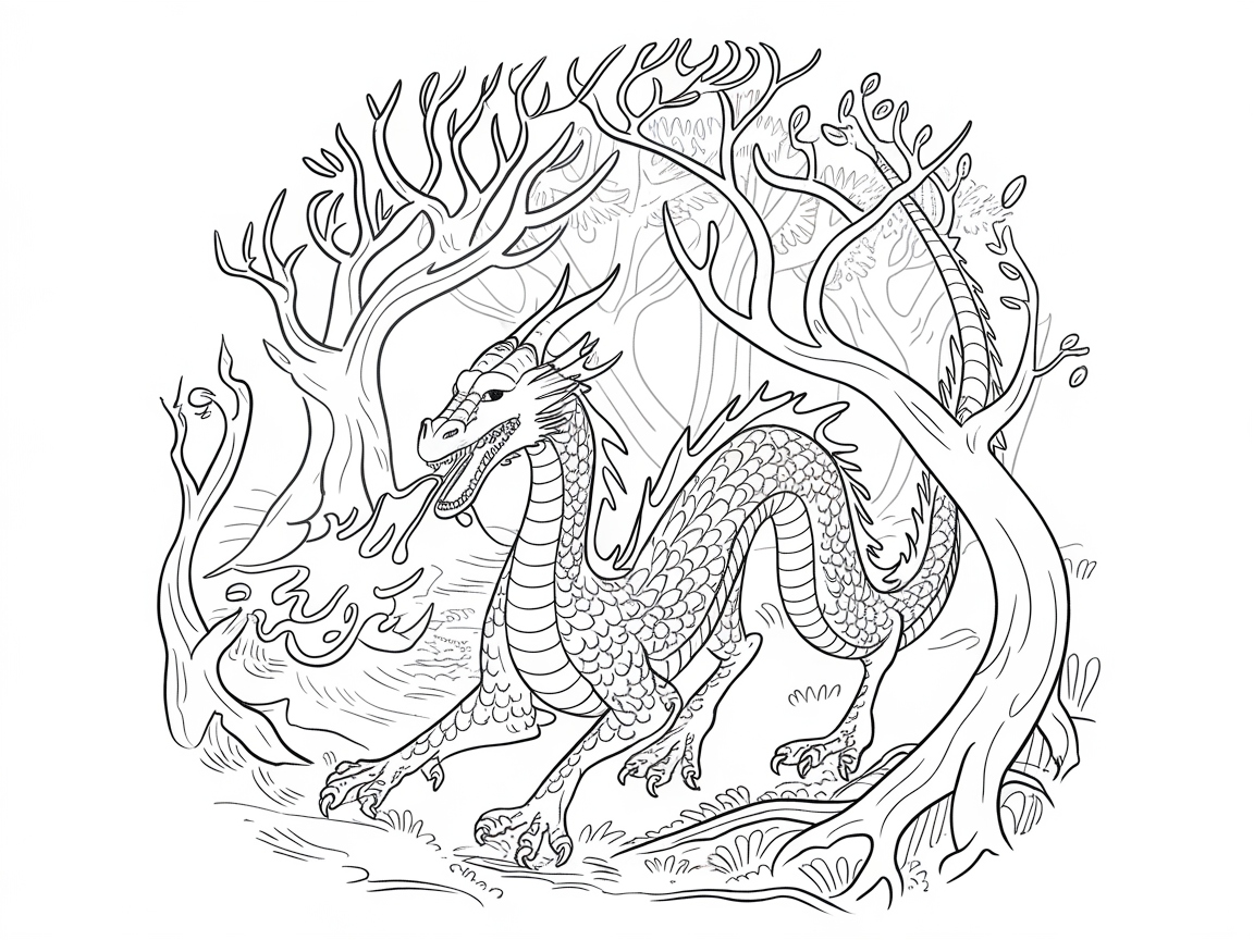 Mystical Dragon Winding Through Enchanted Woods