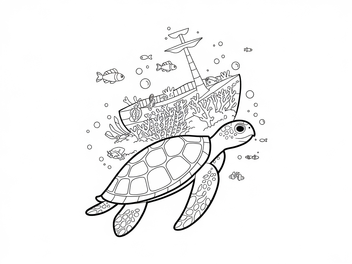 Embark on a Shipwreck Discovery with This Sea Turtle Scene