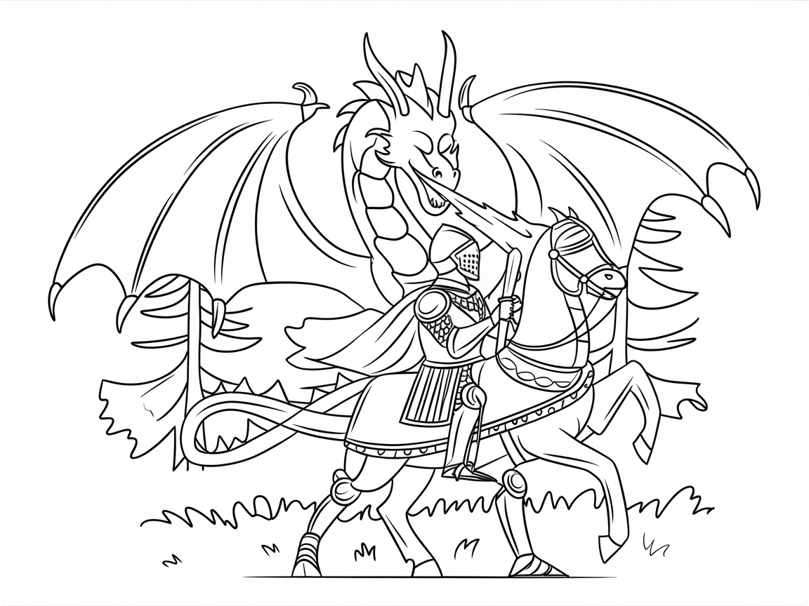 Knightly Confrontation: Dragon and Rider Duel
