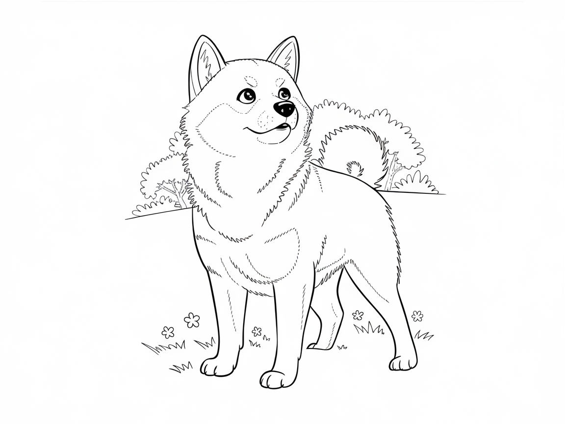 Cheerful Canine in a Blooming Landscape