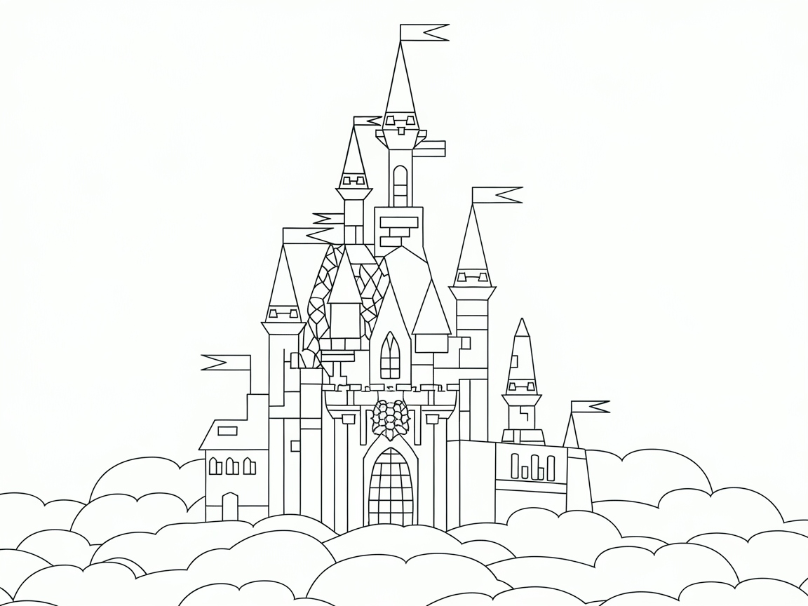 Color Your Own Fairytale Castle in the Clouds