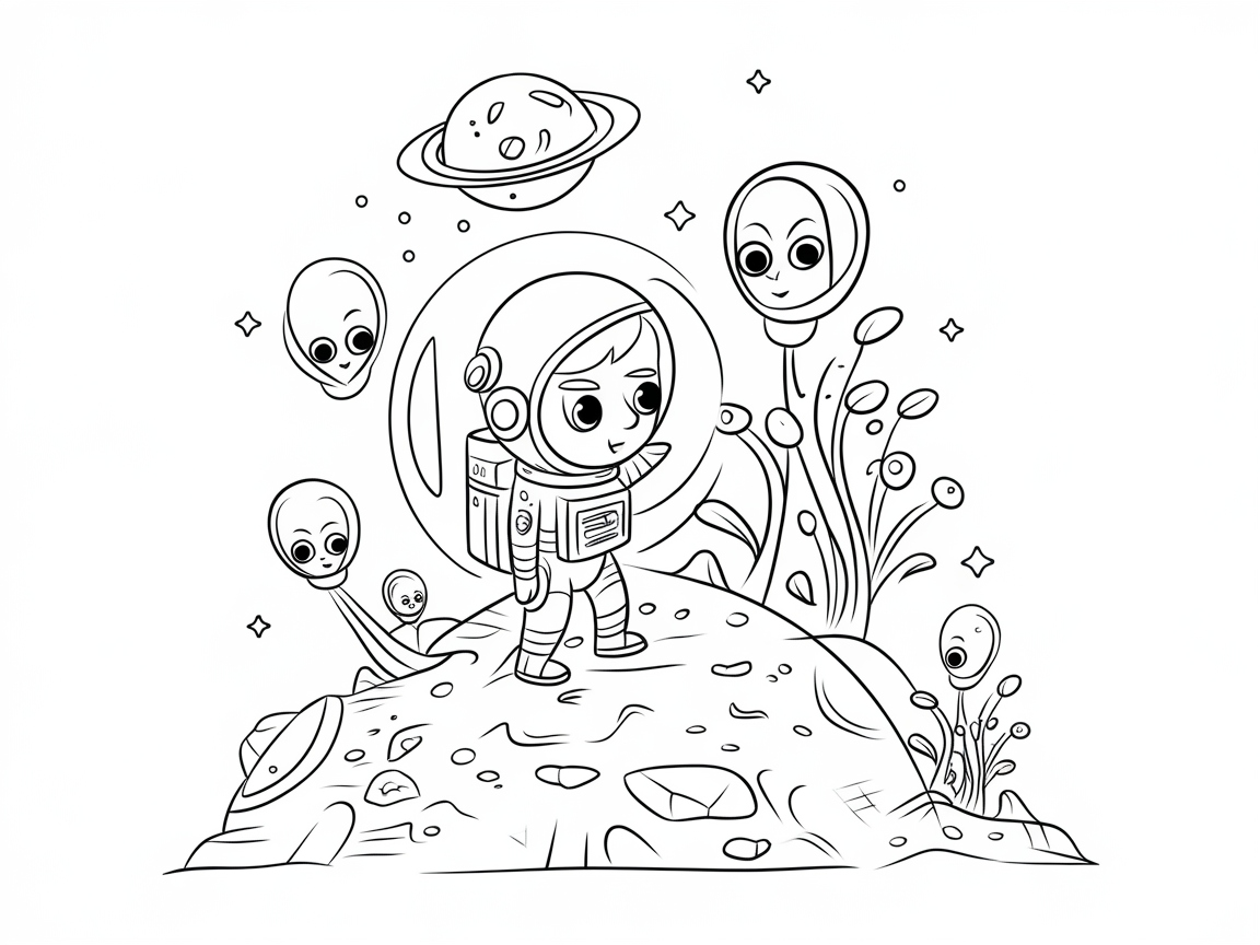 Explore Outer Space with a Friendly Astronaut Scene