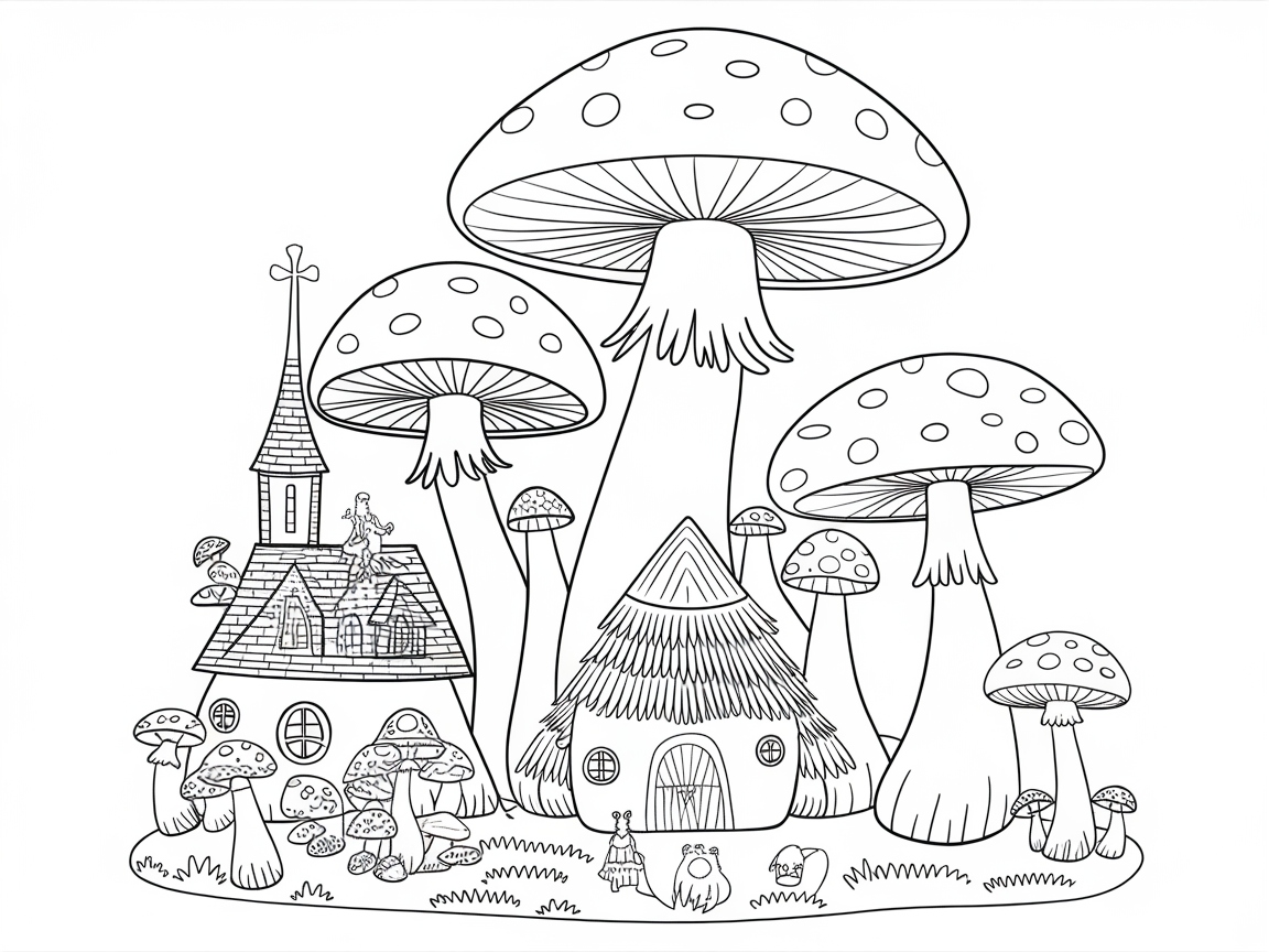 Delight in a Whimsical Mushroom Village