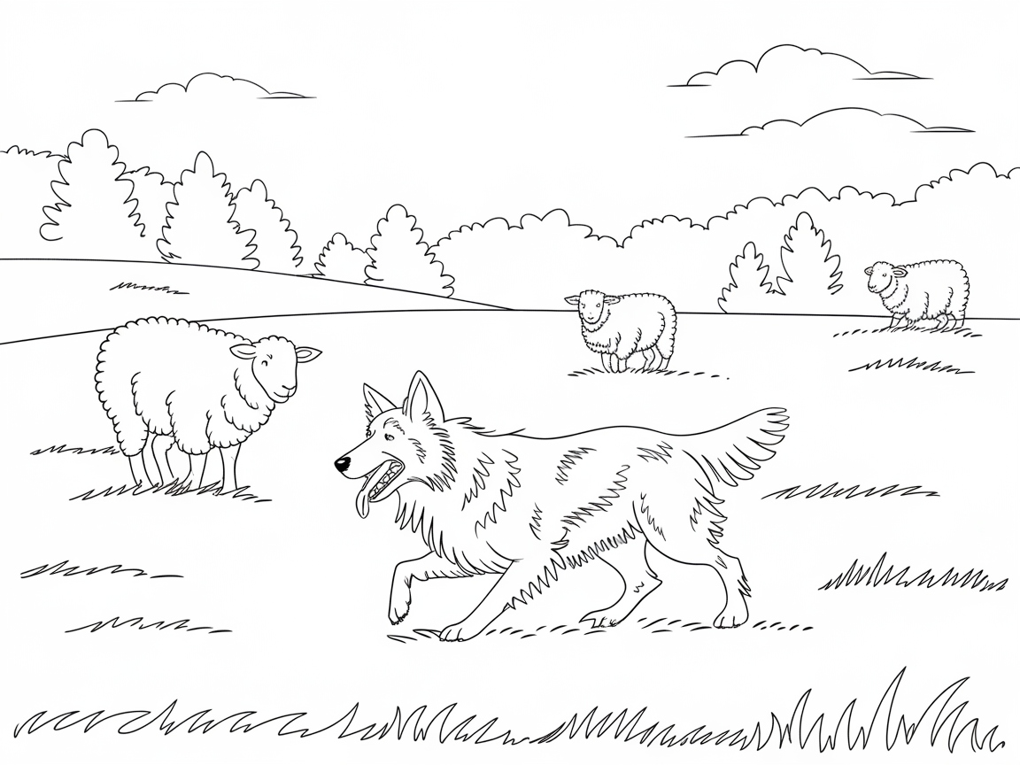 Bring the Pasture to Life with This Herding Dog Scene