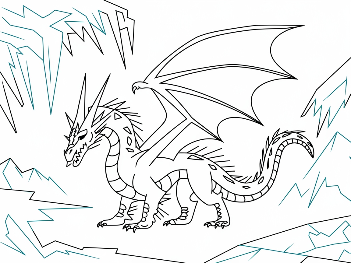 Sharp-Edged Ice Dragon in a Frozen World