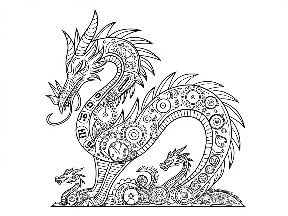 Steampunk Dragon Infused with Intricate Gears
