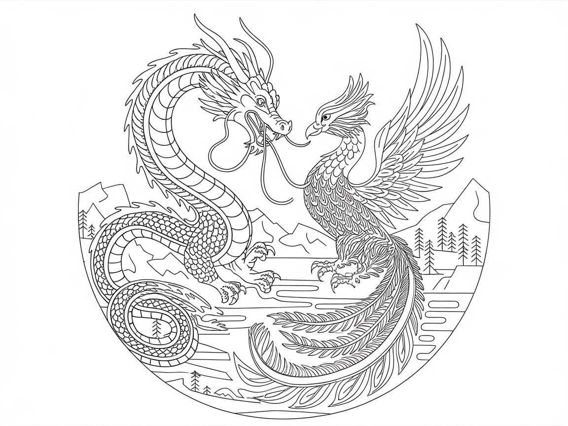 Dragon and Phoenix in Majestic Harmony