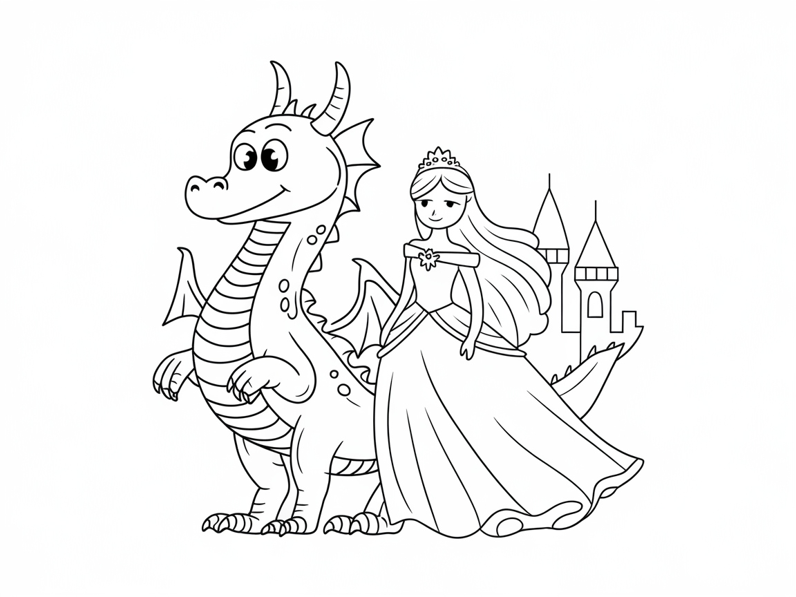 Princess and Dragon in an Enchanted Kingdom