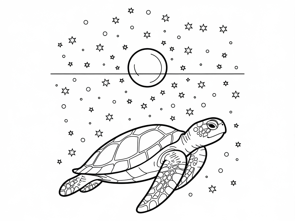 Navigate the Night Sky with This Dreamy Sea Turtle Scene