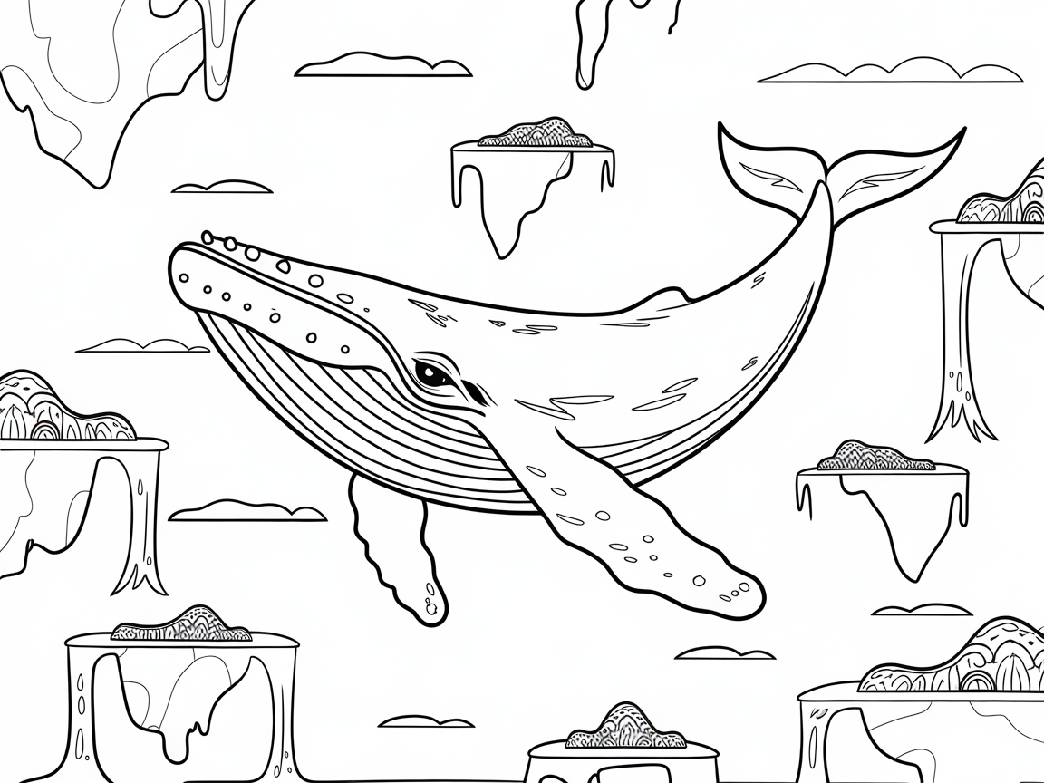 Journey with the Majestic Whale Through Floating Islands