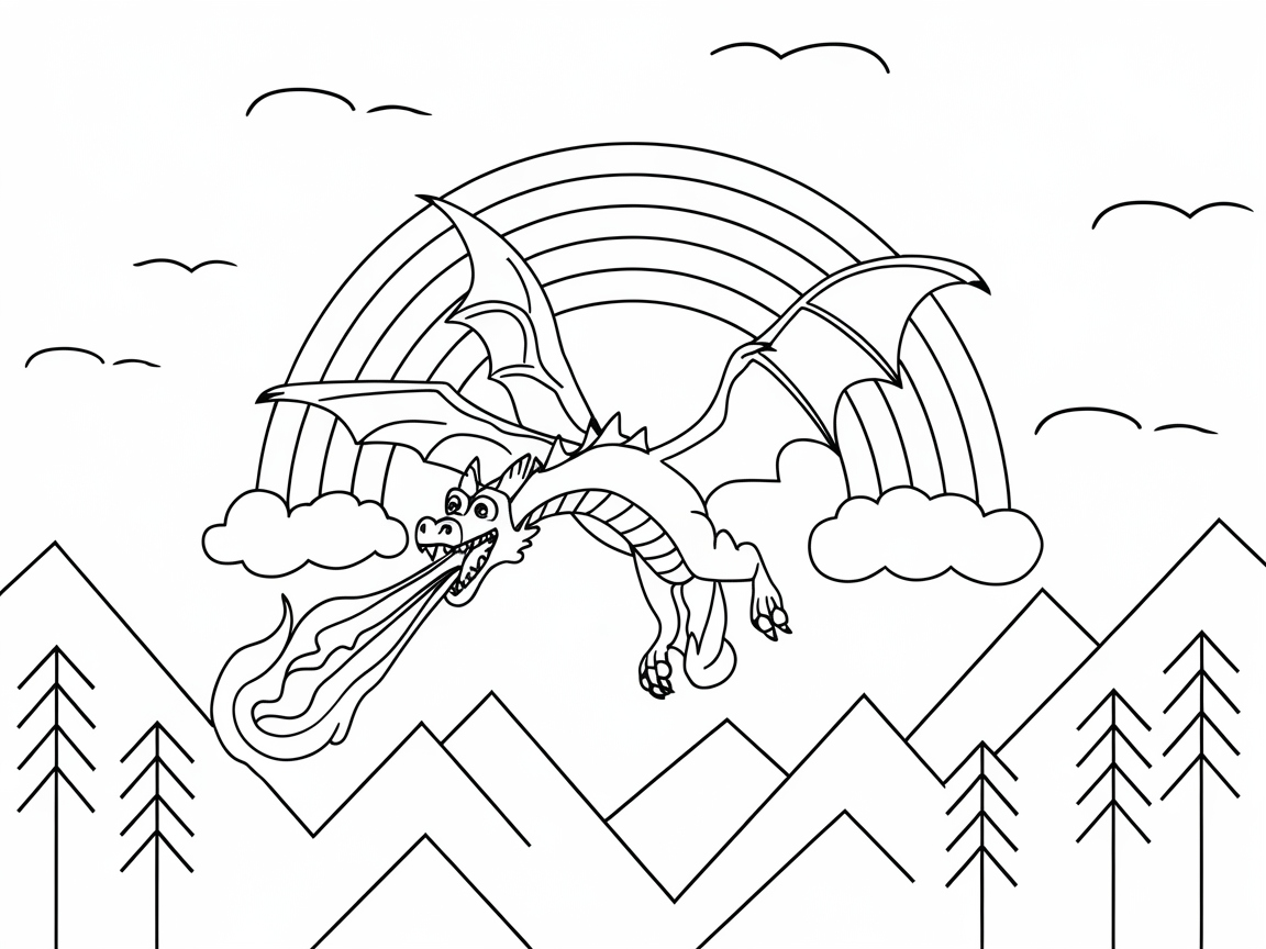 Rainbow-Flying Dragon Adventure for Young Artists