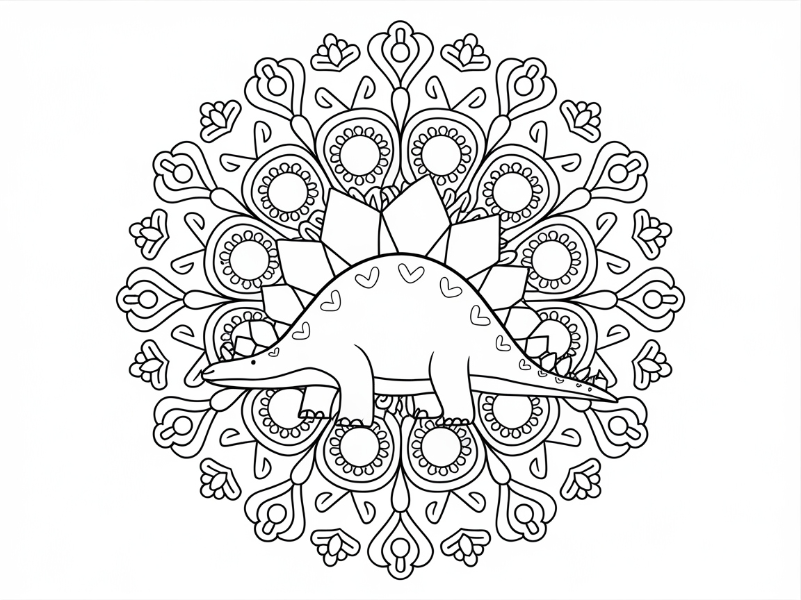 Stegosaurus Meets Mandala in This Intricate Design