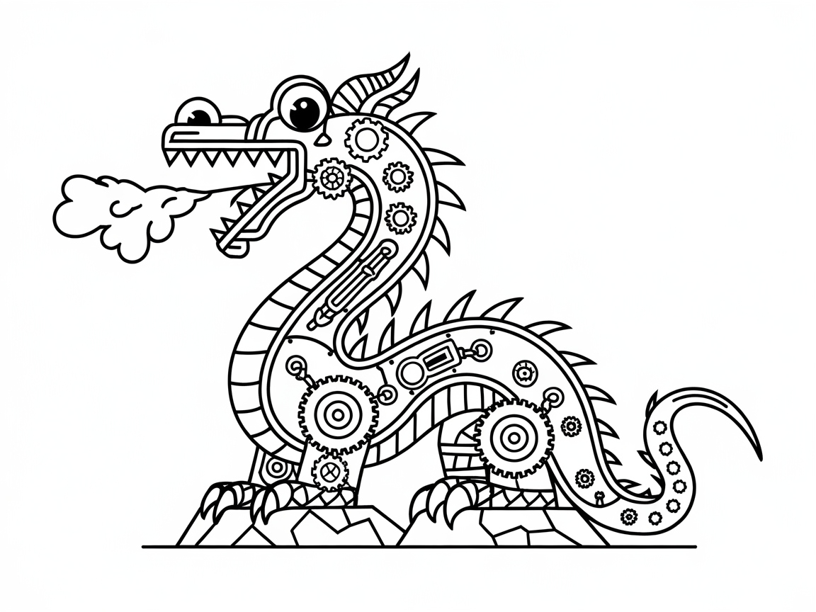 Steampunk Dragon with Gears and Gadgets