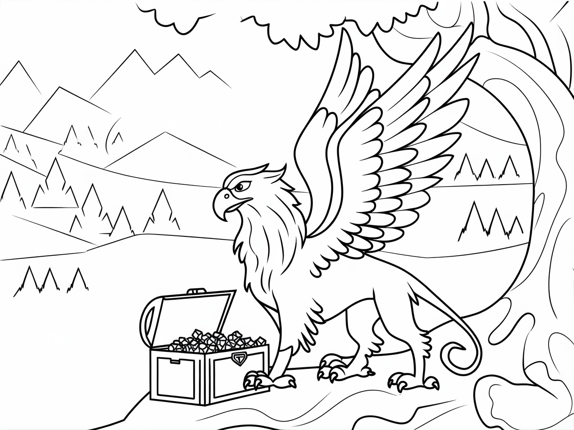 Guardians of the Treasure: A Gryphon in the Mountains