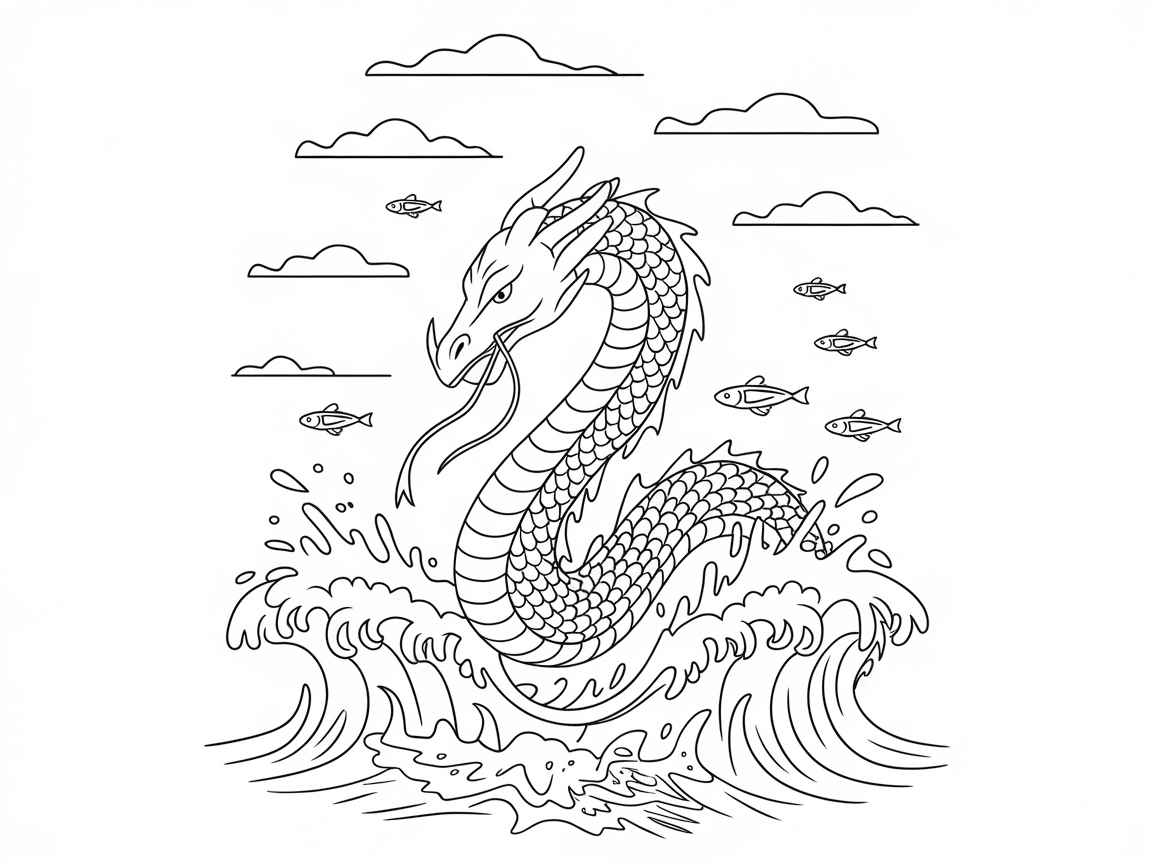 Sea Serpent Rising from the Waves