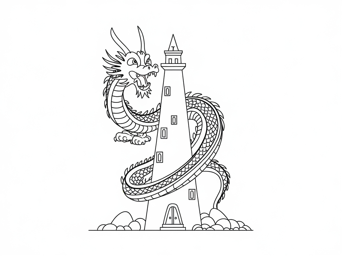 Spiraling Dragon Around a Tower