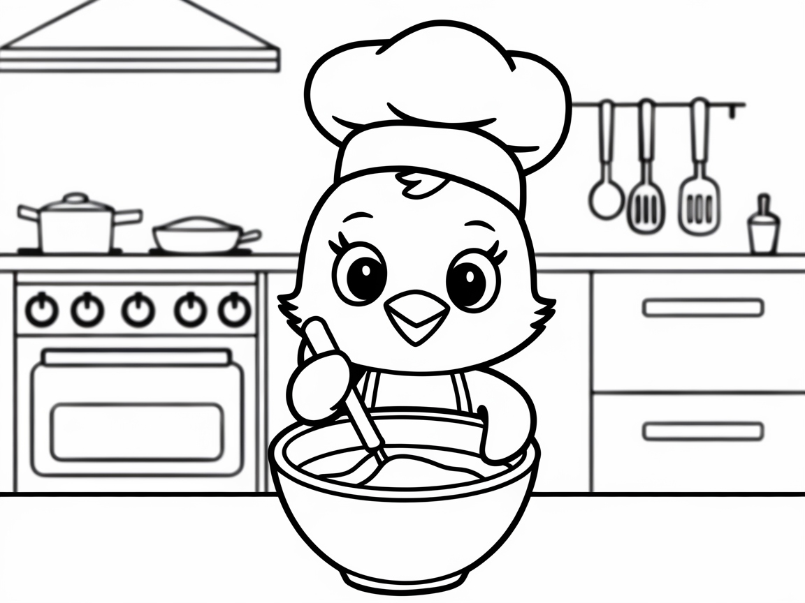 Whip Up Fun with Chef Chick Coloring Page