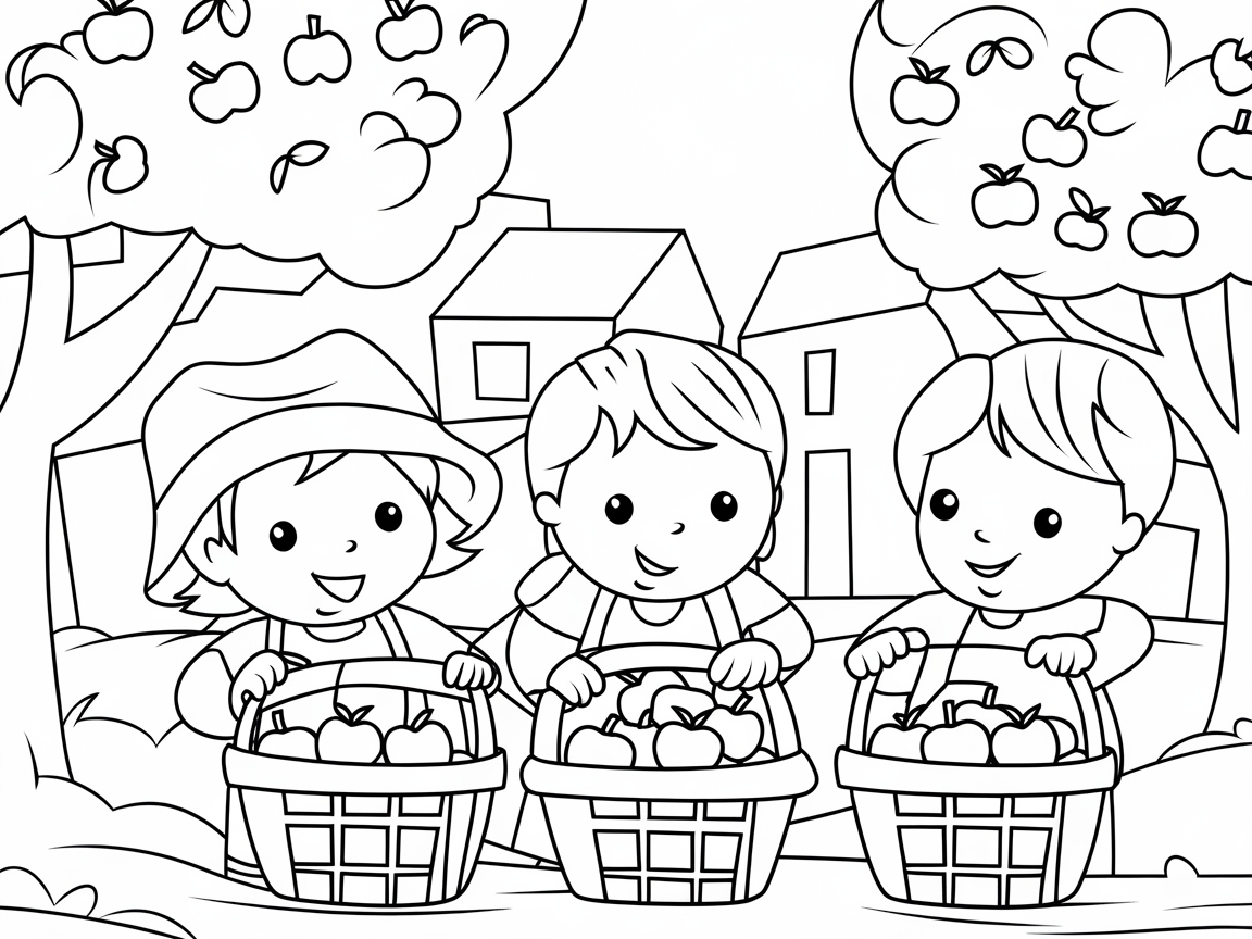 Harvesting Apples with Smiling Friends