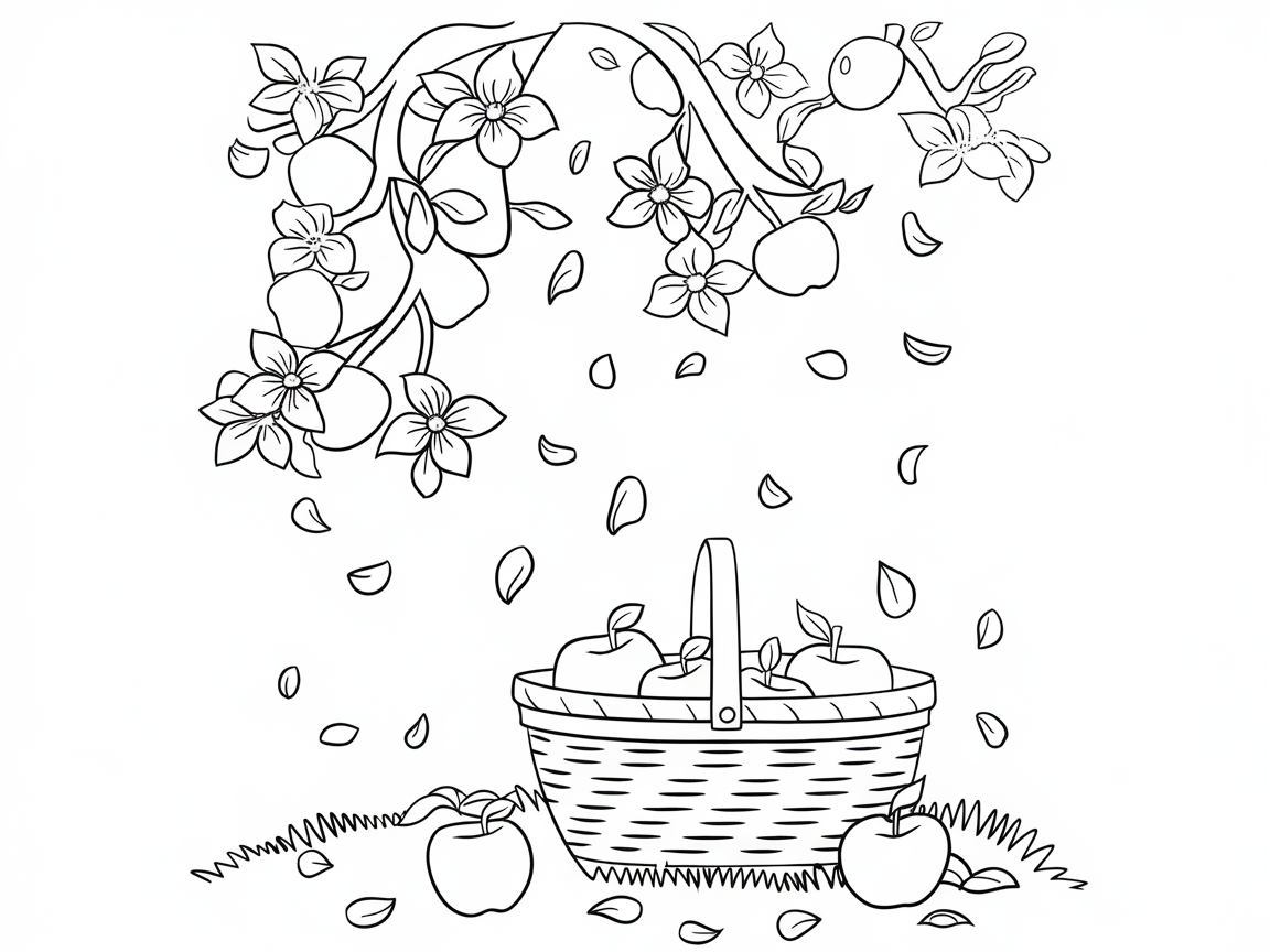 Blossoms and Bounty: Apple Basket Under the Bloom