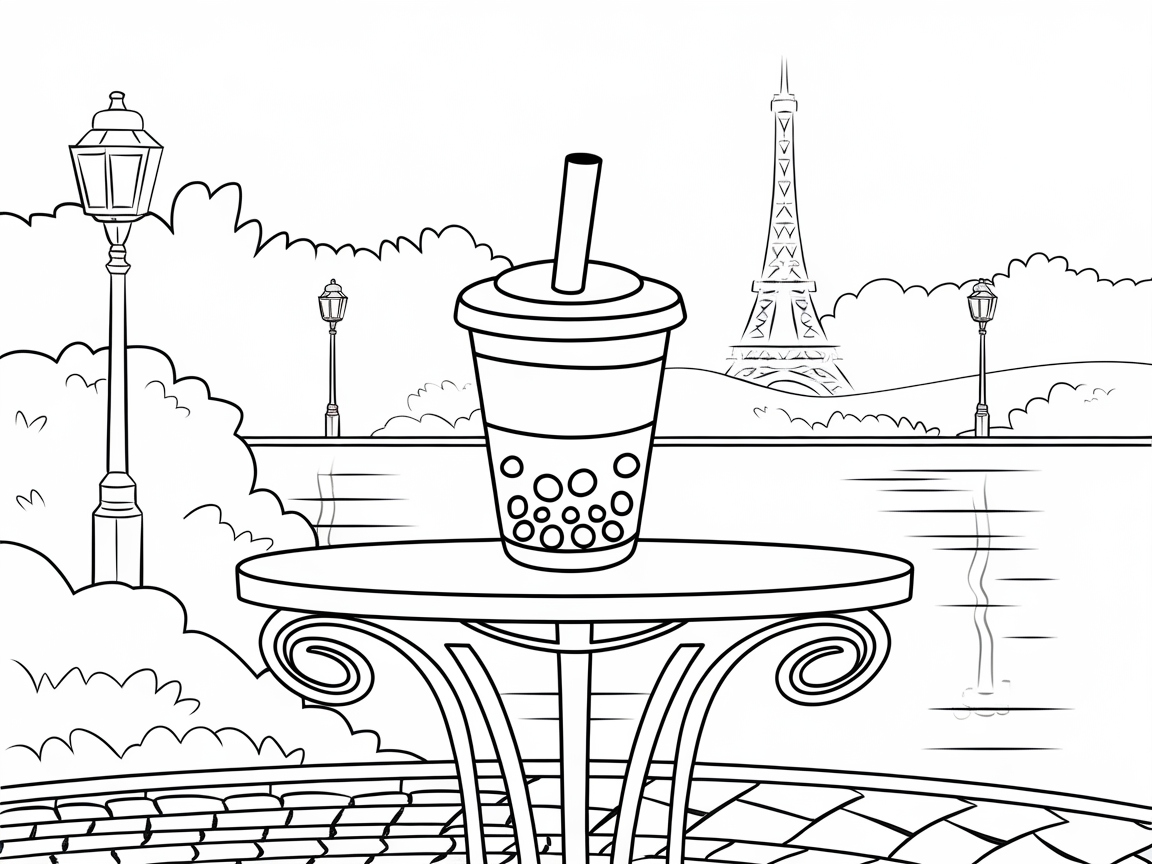 Parisian Cafe Vibes with Boba Charm