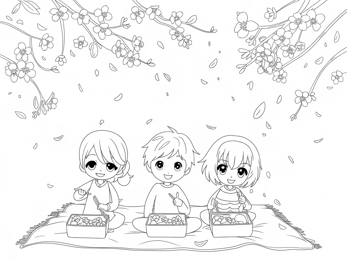 Charming Picnic Under Cherry Blossoms