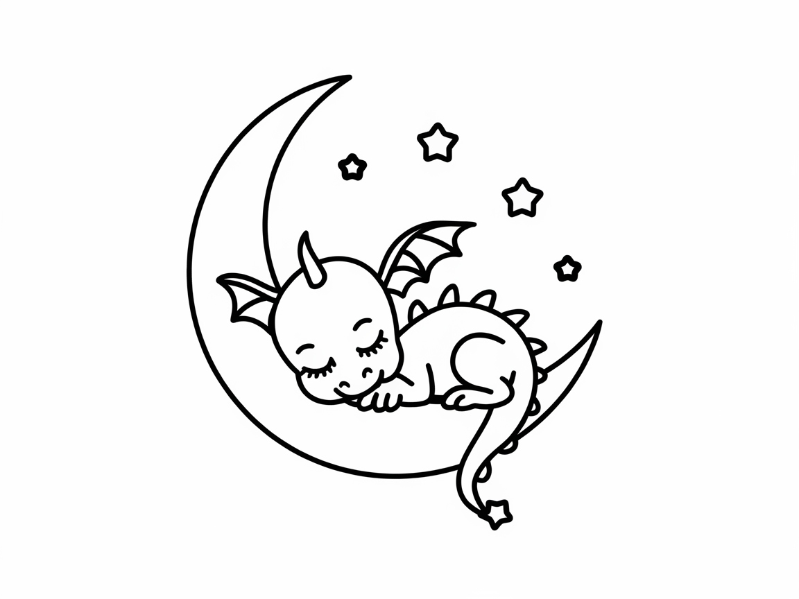 Dreamy Baby Dragon on the Moon