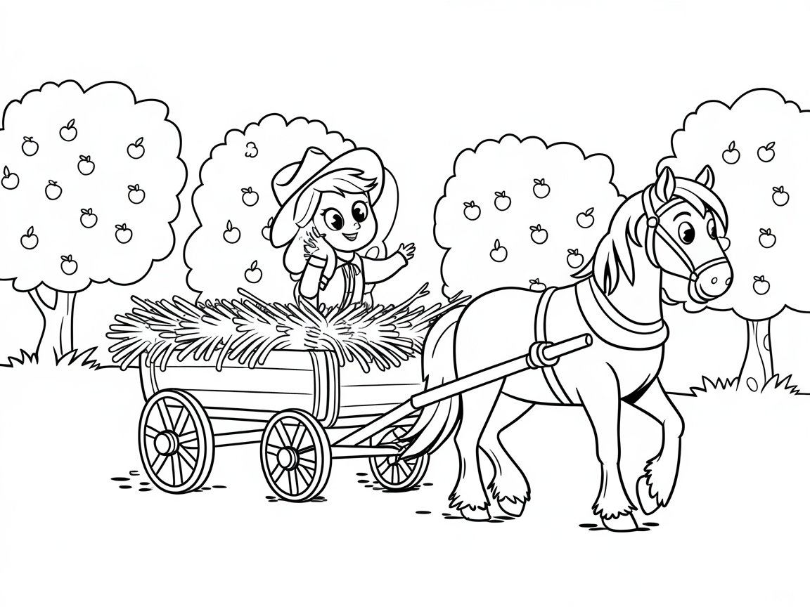 Horse-Drawn Wagon Adventure in the Orchard