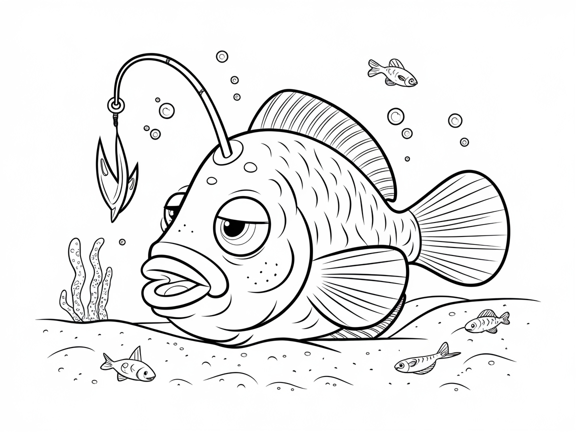 Meet the Grumpy Angler Fish Coloring Page