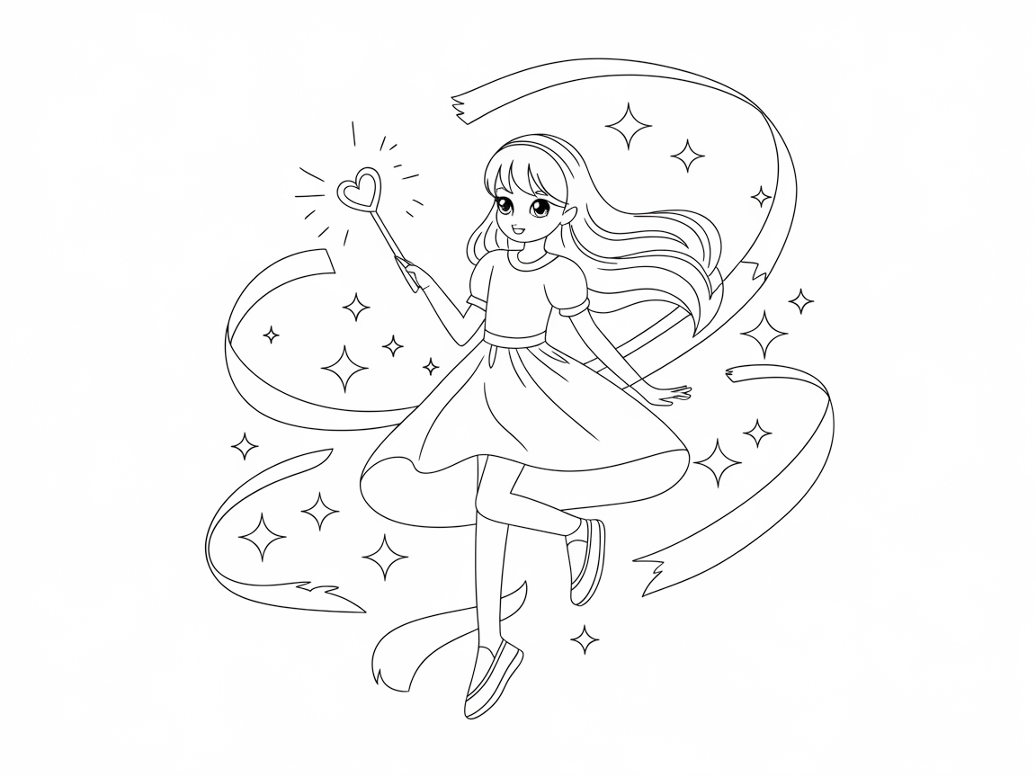 Enchanting Schoolgirl Wields a Magic Wand