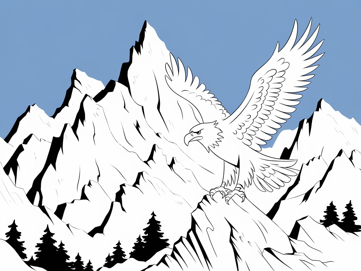 Majestic Eagle Soaring Over the Mountains