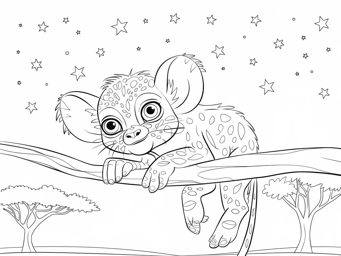 Adorable Leopard Cub Under the Starry Savanna Sky