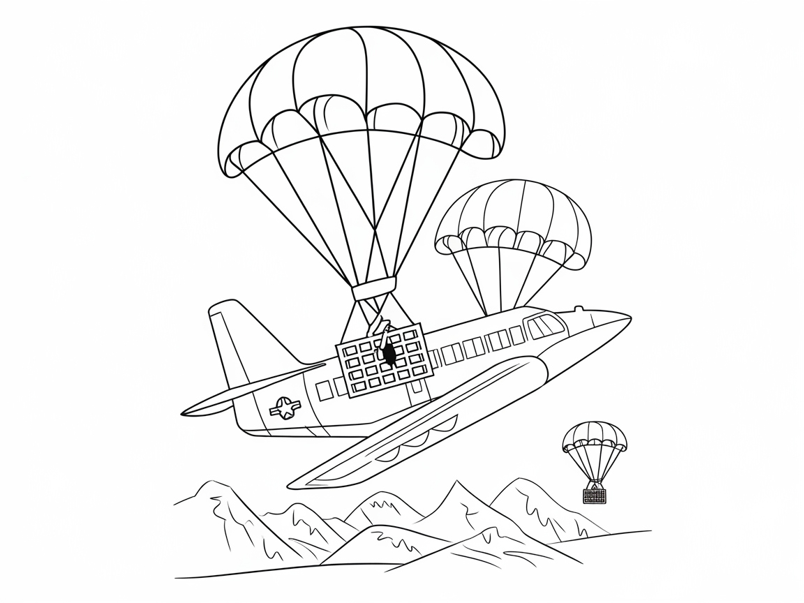 Parachute Drop Adventure with This Airplane Scene