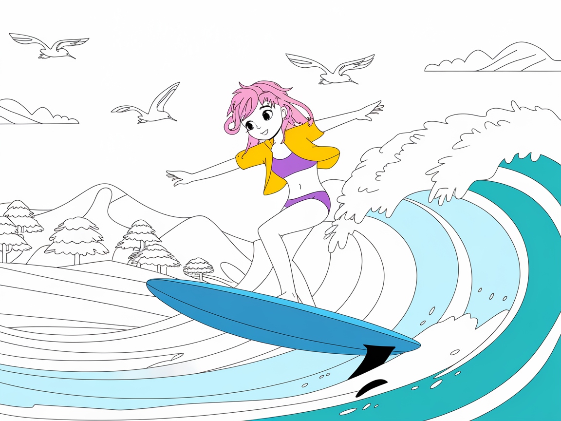 Ride the Waves with This Anime Surfer Girl